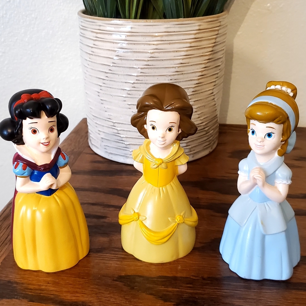 Vintage Disney Set - Snow White, Bella, and Cinderella Plastic Toys